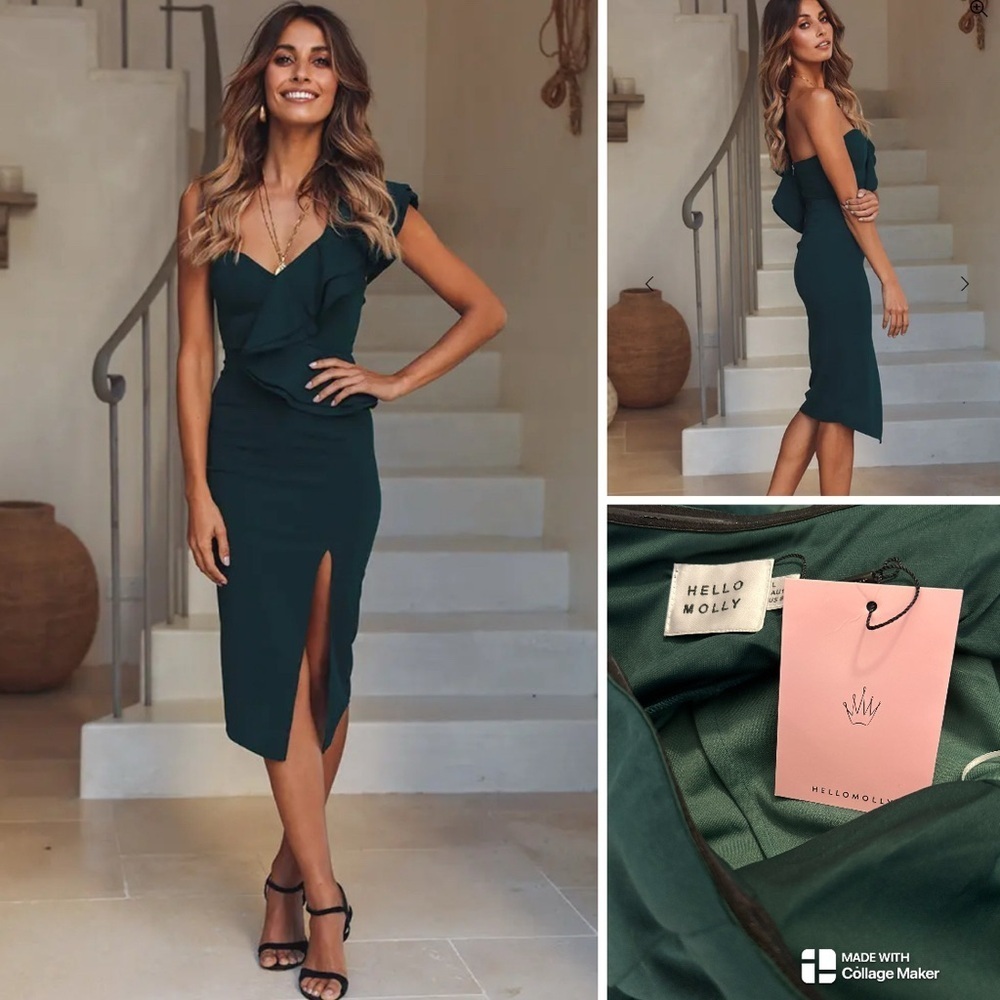 Hello Molly NWT Emerald Green Caruso Midi Dress